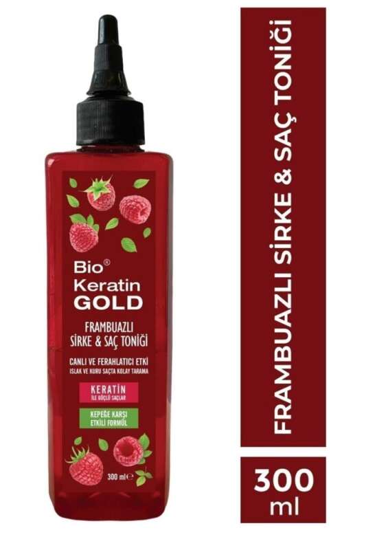 Bio Keratin Gold Frambuazlı Sirke & Saç Toniği 300ml | Kepeğe Karşı Etkili Bakım - 1