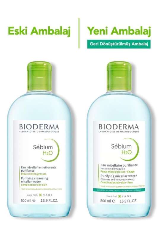 Bioderma Sebium H2O Yüz ve Makyaj Temizleme Suyu 500 ml - Yağlı ve Problemli Ciltler için Gözenek Arındırıcı, Hipoalerjenik Misel Su - 2