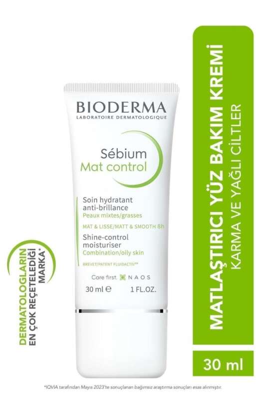 Bioderma Sebium Mat Control Yağlı Ciltler İçin Bakım Kremi 30 ml - 1