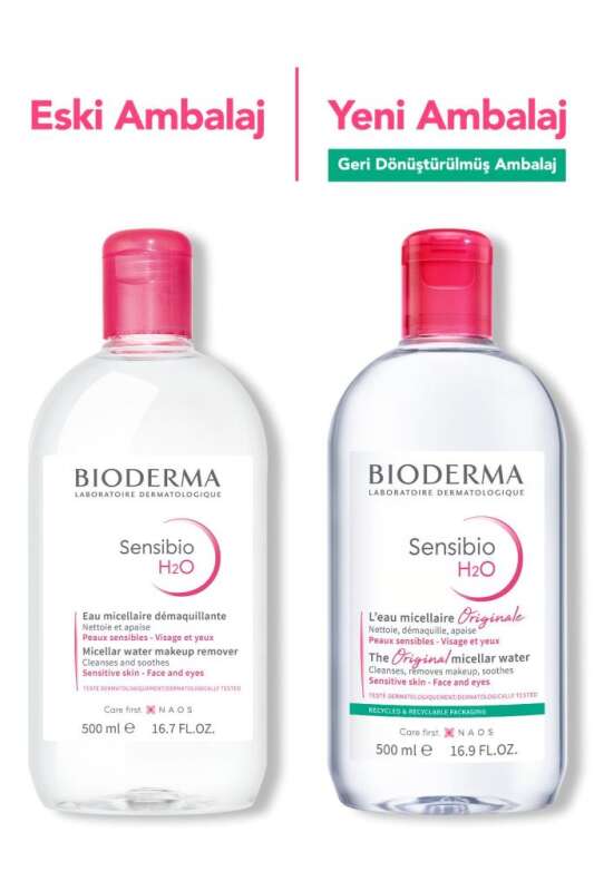 Bioderma Sensibio H2O Makyaj Temizleyici Misel Su 500 ml - Hassas Ciltler için Hipoalerjenik ve Yatıştırıcı Temizleme Suyu - 3