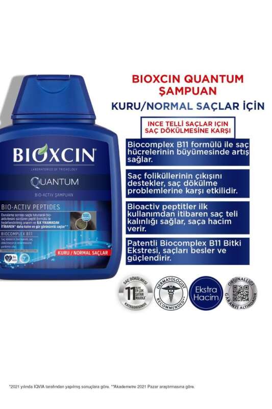 Bioxcin Quantum Nem Dengeleyici Şampuan - Kuru-Normal Saçlar İçin 3 Al 2 Öde Kampanyalı 300 ml - 2