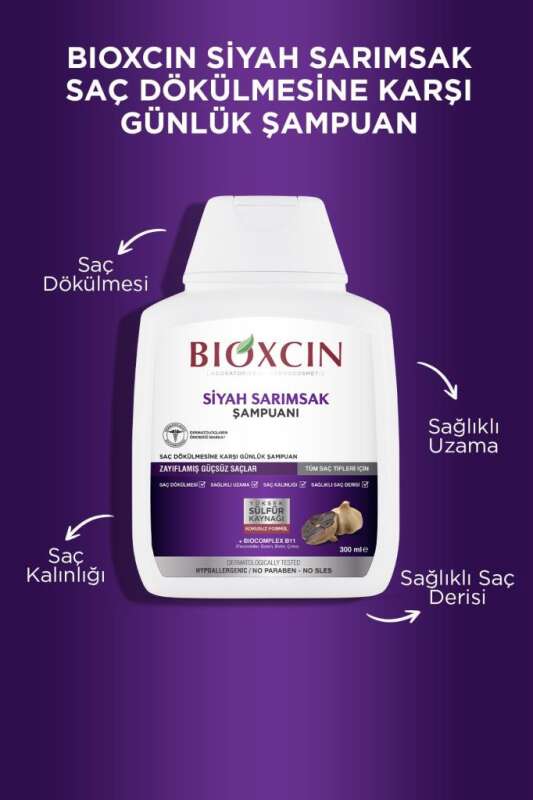 Bioxcin Siyah Sarımsak Özlü Şampuan - Saç Dökülmesi Karşıtı Güçlendirici Bakım 300 ml - 5