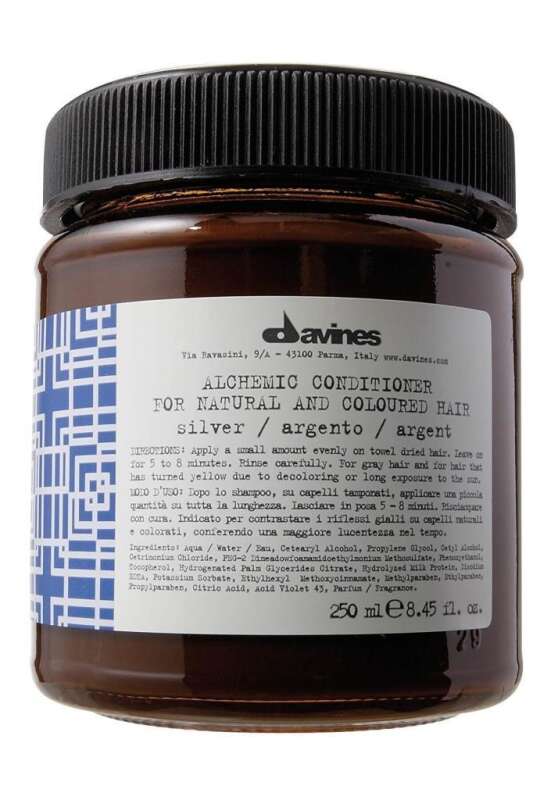 Davines Alchemic Silver Gri Krem 250 ml – Gri ve Beyaz Saçlar İçin Sarı Tonları Nötralize Edici ve Nemlendirici Bakım - 1