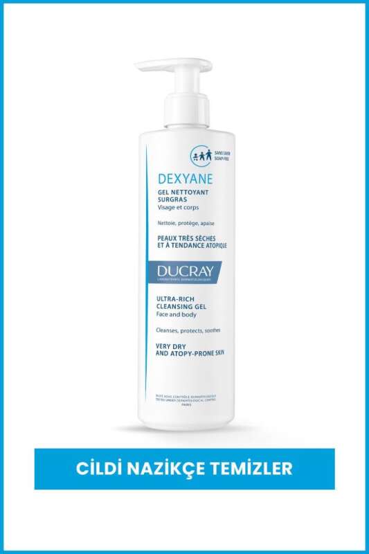 Ducray Dexyane Kuru Ciltler İçin Temizleme Jeli 400 ml | Yatıştırıcı ve Nemlendirici Cilt Temizleyici - 1