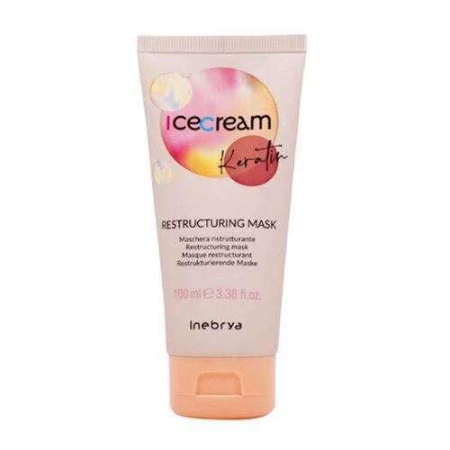 Inebrya Ice Cream Keratin Restructuring Mask 100 ml | Zayıflamış ve Hasar Görmüş Saçları Güçlendiren Yoğun Onarıcı Maske - 1