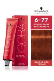 Schwarzkopf Igora Royal 6-77 Koyu Kumral Yoğun Bakır Saç Boyası 60 ml | Parlak ve Canlı Bakır Tonları - 