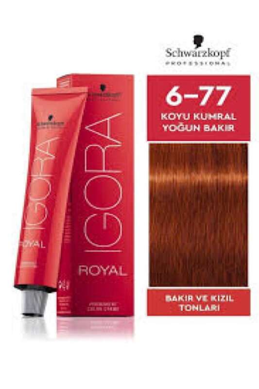 Schwarzkopf Igora Royal 6-77 Koyu Kumral Yoğun Bakır Saç Boyası 60 ml | Parlak ve Canlı Bakır Tonları - 1