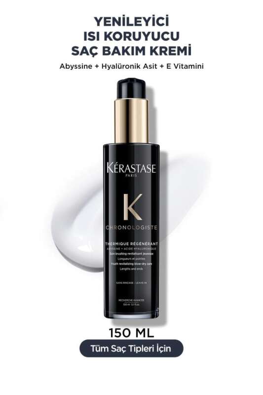Kerastase Chronologiste Thermique Regenerant Isı Koruyucu ve Yenileyici Bakım Kremi 150ml | Yıpranmış Saçlar İçin Durulanmayan Termal Koruma - 1