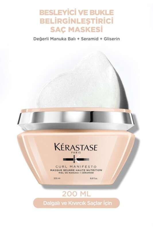 Kerastase Curl Manifesto Beurre Haute Nutrition Yoğun Besleyici Saç Maskesi 200ml | Kıvırcık ve Dalgalı Saçlar İçin Nem Bombası - 1