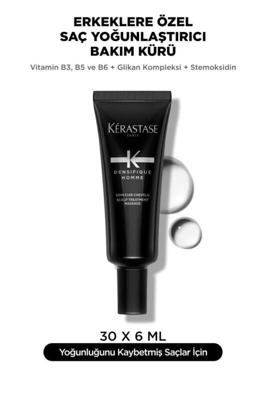 Kerastase Densifique Homme Erkekler İçin Dökülme Karşıtı ve Yoğunlaştırıcı Serum 30x6ml | Saç Köklerini Güçlendiren Bakım - 1