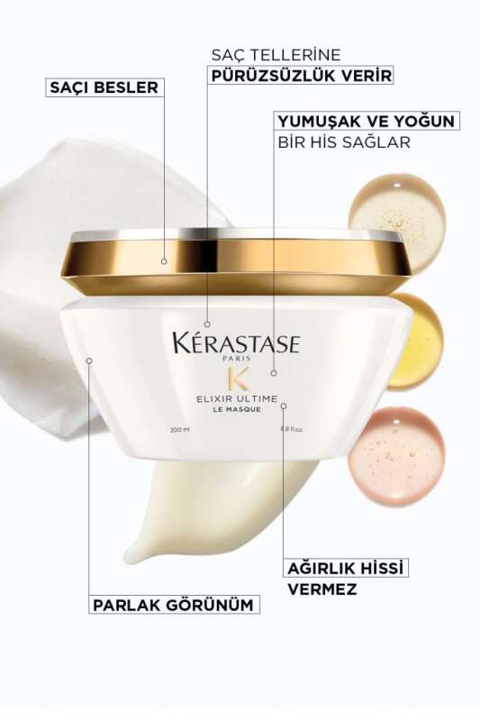 Kérastase Elixir Ultime Le Masque Parlaklık, Nem ve Yıpranmış Saçlar İçin Onarıcı Bakım Maskesi 200 ml - 2