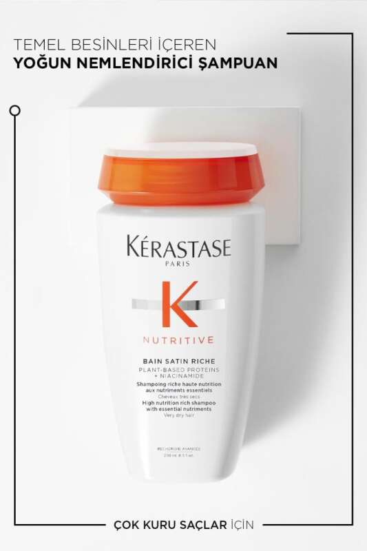 Kerastase Nutritive Bain Satin Riche - Kuru ve Hassas Saçlar İçin Yoğun Nemlendirici ve Satin Parlaklık Şampuanı 250ml - 8