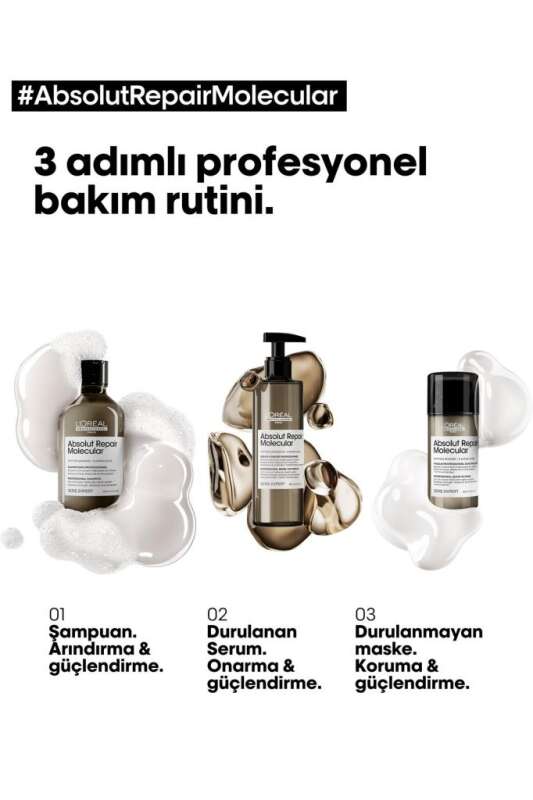 L’Oréal Professionnel Absolut Repair Molecular Yıpranmış Saçlar İçin Onarıcı Şampuan 500ml - Moleküler Onarım & Uzun Süreli Nem - 5