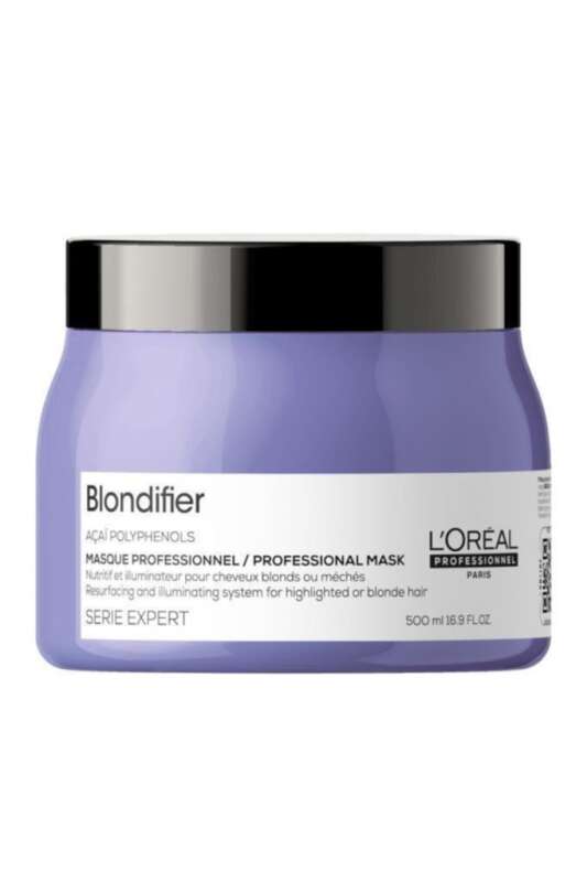 LOréal Professionnel Blondifier Mor Pigmentli Parlaklık Maskesi - Sararan ve Matlaşan Saçlar İçin Soğuk Ton Kazandıran Bakım 500 Ml - 1
