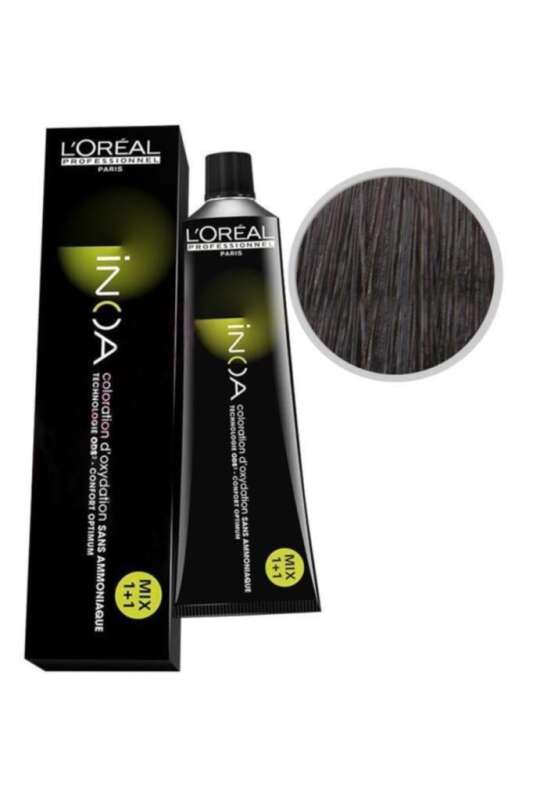 LOréal Professionnel INOA 4.15 Kestane Küllü Akaju Amonyaksız Saç Boyası 60 ml | Uzun Süre Kalıcı ve Parlak Renkler - 1