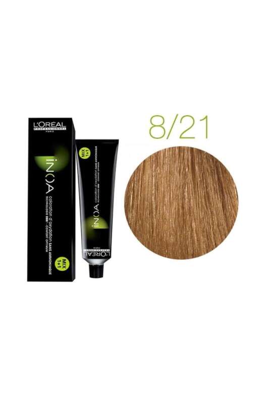 LOréal Professionnel INOA 8.21 Açık Kumral Irize Küllü Amonyaksız Saç Boyası 60 ml | Yoğun Renk ve Bakım - 1