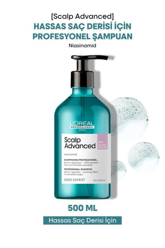 LOréal Professionnel Scalp Advanced Hassas Saç Derisi Bakım Şampuanı - Kaşıntı Önleyici, Hacim Artıran & Nem Dengeleyici 500 ml - 1