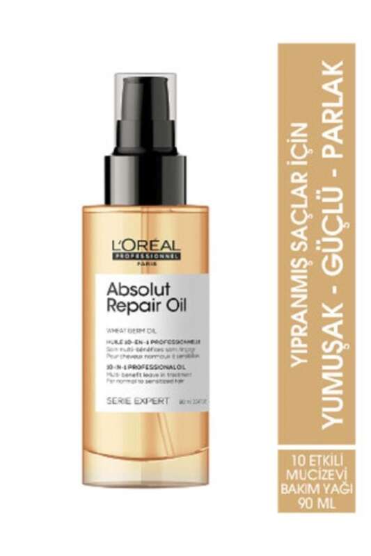 LOréal Professionnel Serie Expert Absolut Repair Yıpranmış Saçlar İçin 10 Etkili Mucizevi Bakım Yağı 90ml - Yoğun Onarım & Işıltı - 1