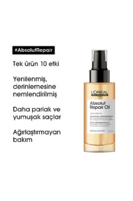 LOréal Professionnel Serie Expert Absolut Repair Yıpranmış Saçlar İçin 10 Etkili Mucizevi Bakım Yağı 90ml - Yoğun Onarım & Işıltı - 3