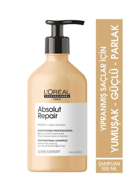 LOréal Professionnel Serie Expert Absolut Repair Yıpranmış Saçlar İçin Onarıcı Şampuan 500ml | Yoğun Onarım ve Güçlendirme - 1