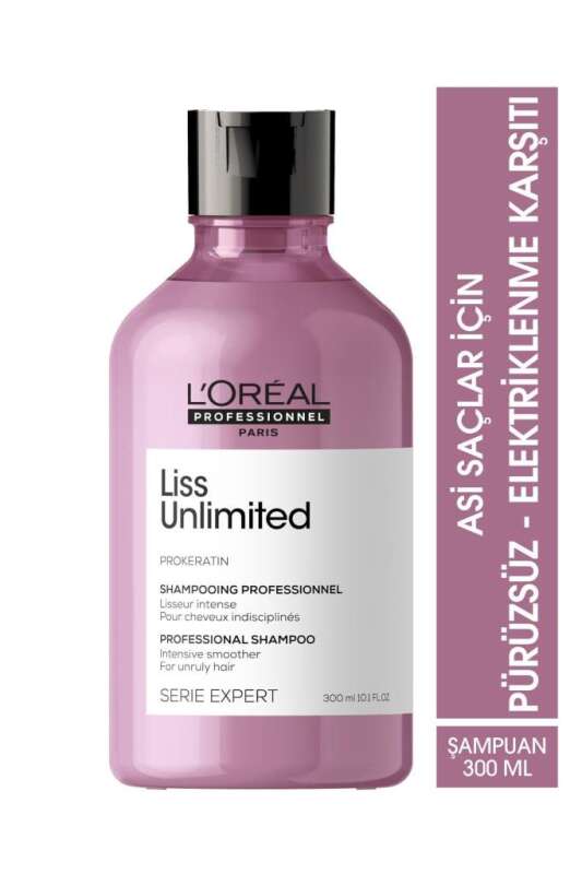 LOréal Professionnel Liss Unlimited Anti-Frizz & Soft Şampuan 300 ml - Elektriklenme Karşıtı, Yoğun Yumuşaklık ve Kabarma Önleyici - 1