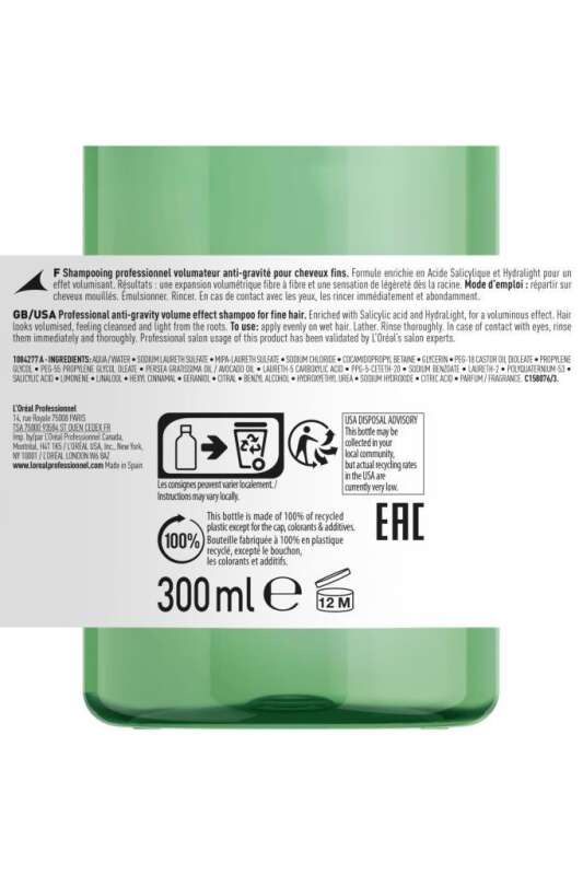LOréal Professionnel Serie Expert Volumetry İnce Telli Saçlar İçin Hacim ve Dolgunluk Şampuanı 300 ml - Sülfatsız Formül & Saçı Kalınlaştırıcı - 8