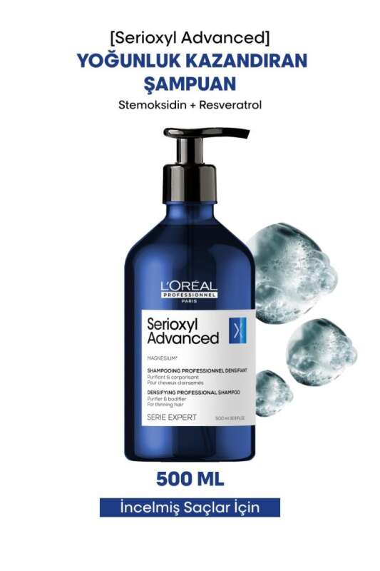 LOréal Professionnel Serioxyl Advanced İncelmiş Saç Telleri Şampuanı 500 ml – Yoğunluk Artırıcı, Saç Kalınlaştırıcı, Profesyonel Bakım - 1