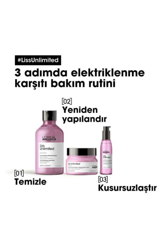 LOréal Professionnel Liss Unlimited Asi ve Dalgalı Saçlar İçin Yoğun Düzleştirici Maske - Kalıcı Pürüzsüzlük ve Isı Koruması 250 Ml - 6
