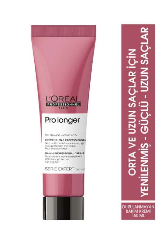 LOréal Professionnel Pro Longer Uzun Saçlar İçin 10 Etkili Durulanmayan Yenileyici Krem 150ml - Kırık Uç Onarımı & Saç Uzatma Desteği - 1