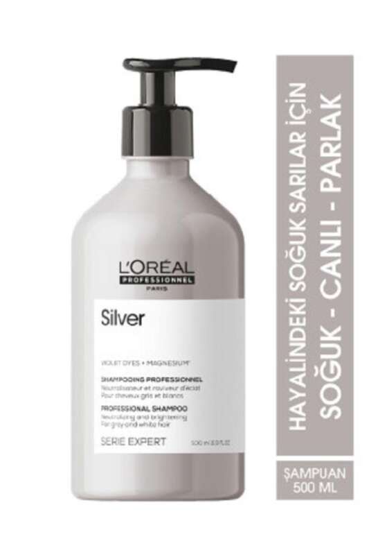 LOréal Professionnel Serie Expert Silver Mor Şampuan - Sararan ve Matlaşan Saçlar İçin Mor Pigmentli Arındırıcı Şampuan 500 ml - 1