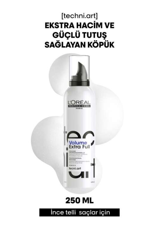 LOréal Professionnel Tecni Art Full Volume Extra Force 5 Ekstra Hacimlendirici Köpük - İnce ve Düz Saçlar İçin Kalıcı Dolgunluk 250 Ml - 1