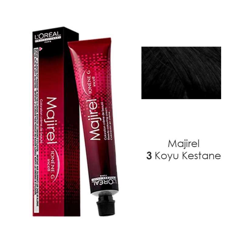 LOréal Professionnel Majirel 3 Koyu Kestane Saç Boyası 50 ml | Yoğun ve Kalıcı Doğal Kahve Tonları - 1