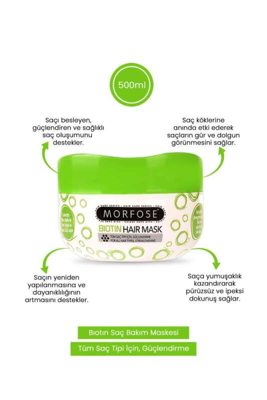 Morfose Biotin Saç Maskesi Yeşil 500ml | Güçlü ve Parlak Saçlar İçin Bakım - 2