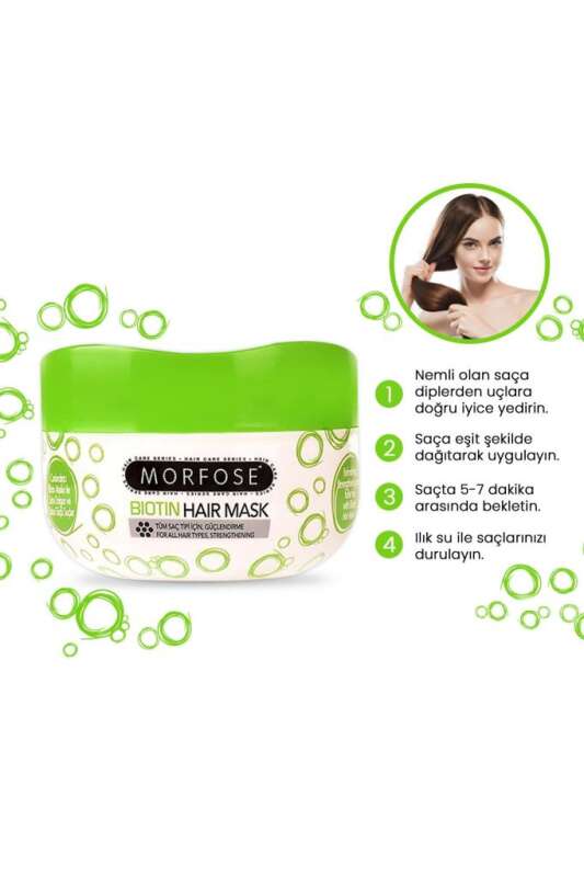 Morfose Biotin Saç Maskesi Yeşil 500ml | Güçlü ve Parlak Saçlar İçin Bakım - 3