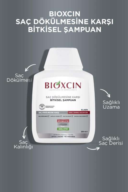 Bioxcin Klasik Saç Dökülmesi Karşıtı Şampuan - Kuru ve Normal Saçlar İçin Besleyici Formül 300 ml - 5
