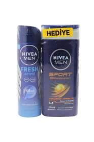 Nivea Deo Sprey 150ml | Fresh Active For Men + Duş Jeli 250ml - 