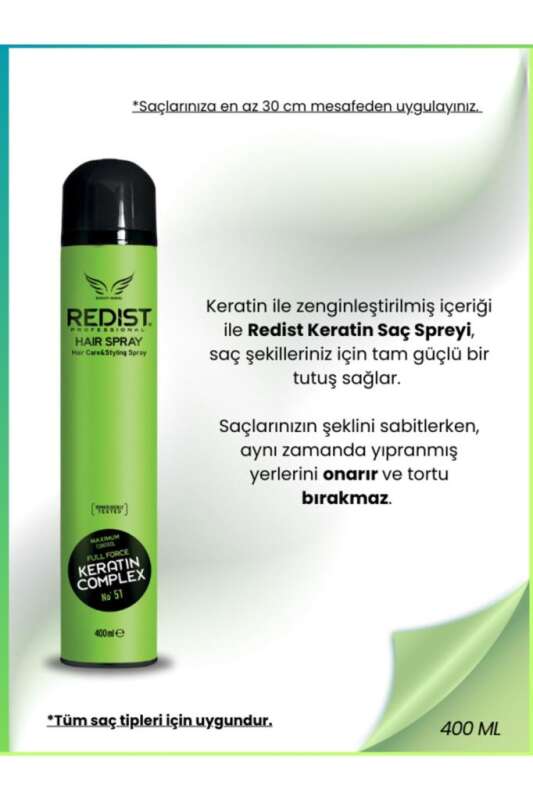 Redist Full Force Saç Spreyi 400ml | Tam Güç Keratinli - 3