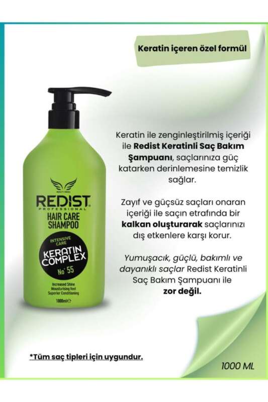 Redist Keratin Şampuan 1000ml | Yıpranmış Saçlar İçin Onarıcı - 2
