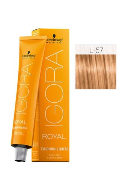 Schwarzkopf Igora Royal Fashion Lights L-57 Altın Bakır Saç Boyası 60ml | Parlak ve Canlı Renkler - 1
