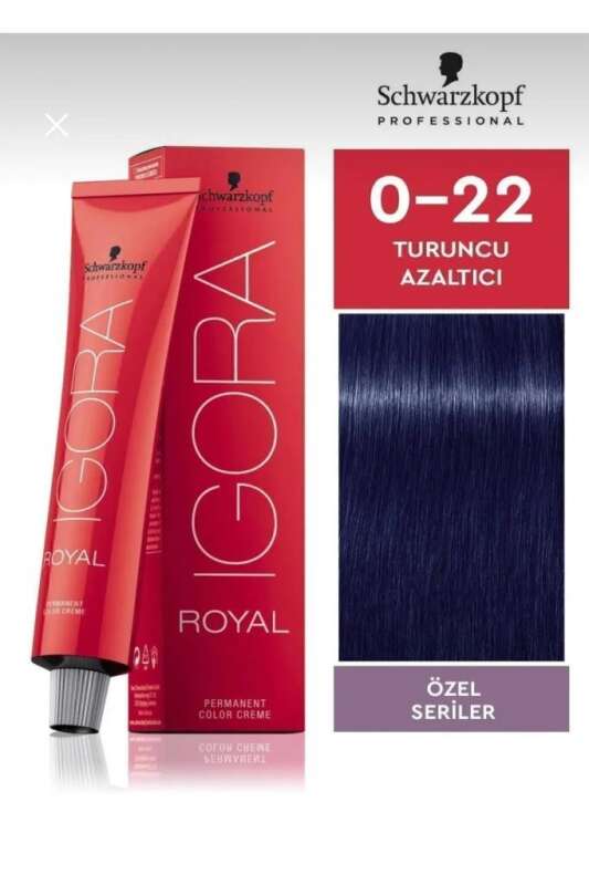 Schwarzkopf Igora Royal Saç Boyası 0-22 Turuncu Azaltıcı 60 ml | İstenmeyen Sıcak Yansımaları Nötralize Edin - 1